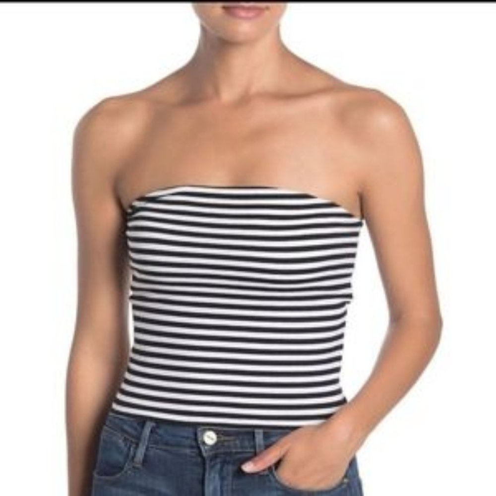 bp Black White Stripe Knit Tube Top NWT